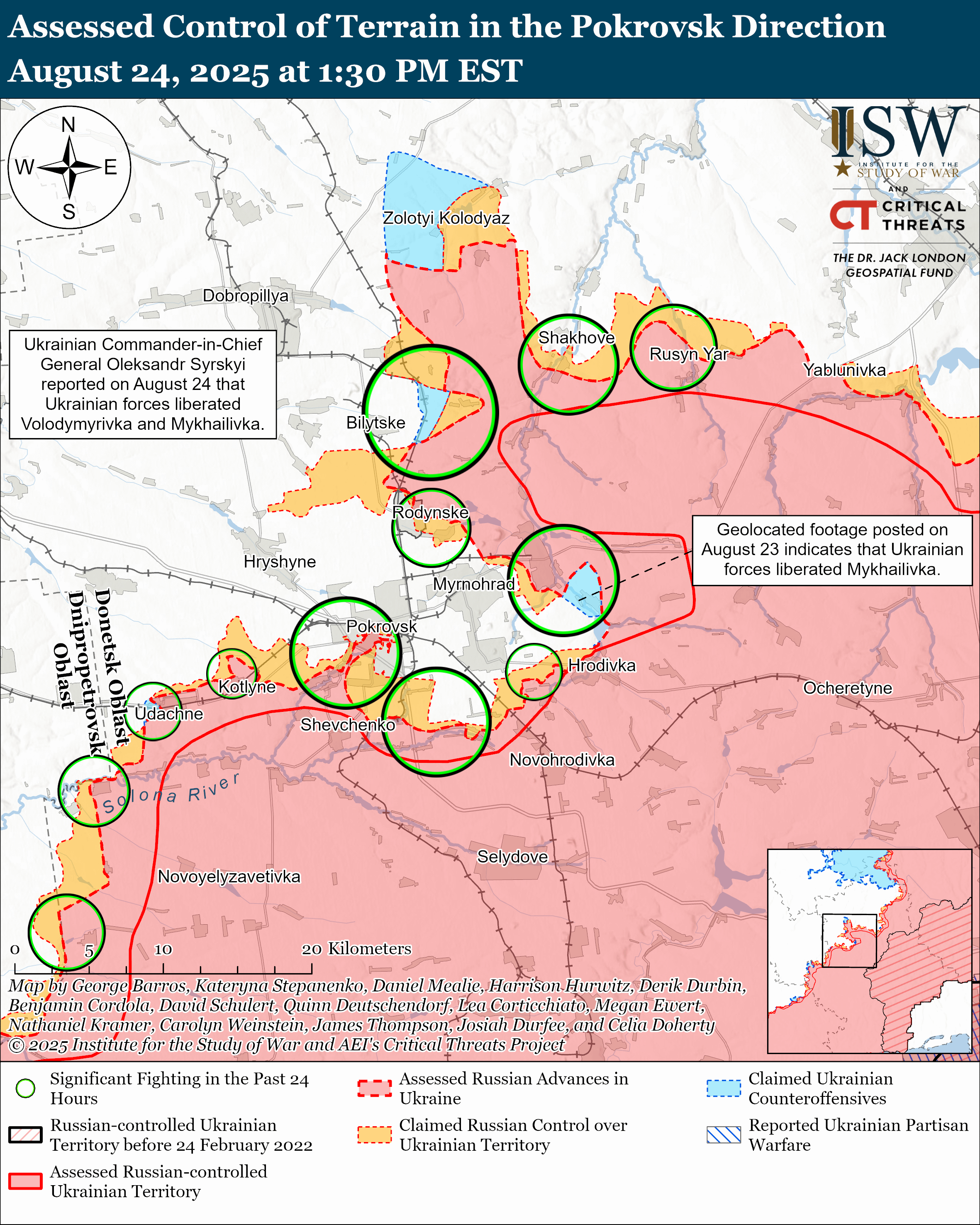 РФ наступає вздовж всієї лінії фронту, а ЗСУ мали успіх біля Покровська: карти ISW